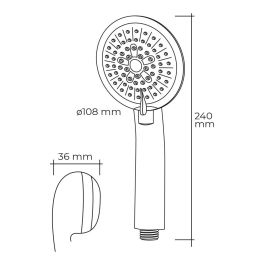 Mango de ducha anticalcareo. moderno. 3 funciones. color cromo.