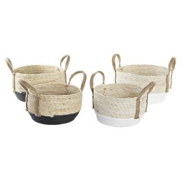 Cesta DKD Home Decor Negro Blanco 33 x 20 x 33 cm Set de 2 (2 Unidades)