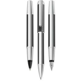 Pelikan PURA P40 Pluma Estilográfica Anthrazit de Aluminio y Acero Satinado con Sistema de Carga por Cartucho, en Caja de Regalo