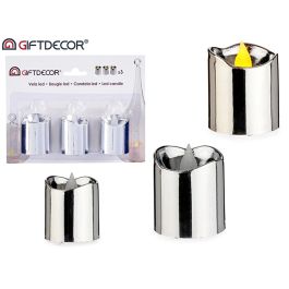 Giftdecor Set de 3 Velas LED Taco Plata 18x14x4 cm (Set de 24)
