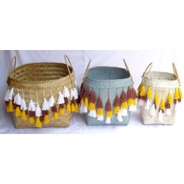 DKD Home Decor Cesta Balines Multicolor Bambú Set de 3 Piezas 46 x 57 x 46 cm con Flecos Precio: 142.49999995. SKU: S3018553