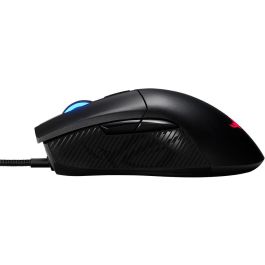 ASUS ROG Gladius II Core Gaming Mouse, óptico, 6200 DPI, 6 botones programables, con cable, ergonómico, negro