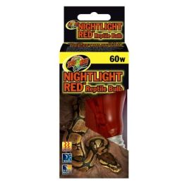 ZooMed Nightlight Red Bombilla 60W para Terrarios y Reptiles con Vidrio Rojo que Emite Calor Eficiente y Permite la Observación Nocturna