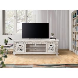 GINER Y COLOMER Mueble TV Madera Mango Blanco Envejecido 180 cm