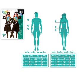 Disfraz Sombrerera Loca Marrón Mujer Adulto XXL Chaqueta Sombrero Accesorio Cuello Personajes de Cuento Polyester