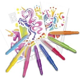 BLOPENS Set de Actividad Caballos Fantásticos con Aerógrafo y Plantillas para Dibujar Unicornios