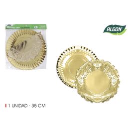 Bandeja Oro Redonda con Blonda 35 cm - Algon (48 Unidades) Precio: 37.50000056. SKU: B1KAAV999M