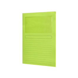 Q-connect Subcarpeta Cartulina Verde DIN A4 con Ventana Transparente 120 gr Certificado Blue Angel