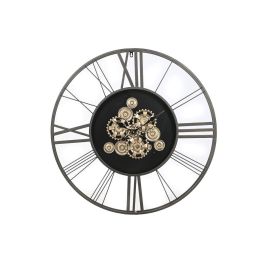 DKD Home Decor Reloj de Pared Loft Marrón Oscuro de Metal, 80cm Ancho x 80cm Alto x 8cm Fondo. Funciona con 3 Pilas AA.
