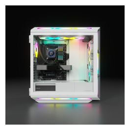 Corsair iCUE 5000T RGB Midi Tower Blanco PC Gaming con Panel de Vidrio Templado y Iluminación RGB