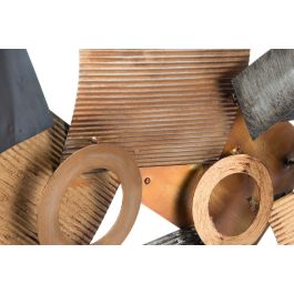 DKD Home Decor 7 x 53 x 109 cm Abstracto Círculos Metal Cobrizo Gris Decoración de Pared Vintage