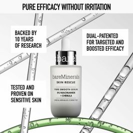 Bare Minerals SKIN RESCUE PURE SMOOTH SERUM Antiarrugas y Antiedad, Corrector de Líneas y Arrugas con 5% Niacinamida, Piel Sensible 30ml
