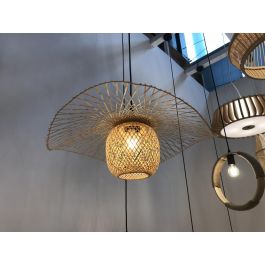 DKD Home Decor Lámpara Techo Balines Pamela Natural Bambú 55 x 55 x 19 cm