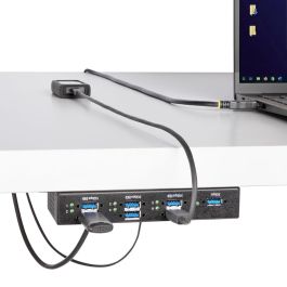 Startechcom Hub USB 7 Puertos gr7Aindrm - USB 3.2 Gen 2, Carga Rápida, Montaje en Pared/DIN, Negro