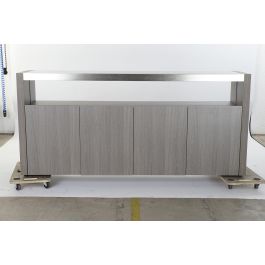 DKD Home Decor Buffet Moderno Gris 165x39x76 cm, 4 Puertas, 4 Estanterías, Roble y Cristal Templado
