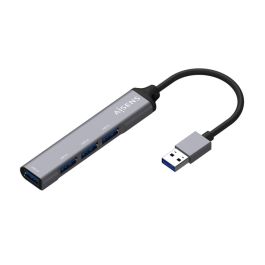 AISENS HUB USB 3.0 aluminio, tipo A/M-4xtipo A/H, gris, 10cm Precio: 8.79000023. SKU: B162JATSQ5
