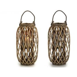 Portavelas de Mimbre Natural 52 cm con Vaso de Cristal - Giftdecor Precio: 19.79000012. SKU: S3606134