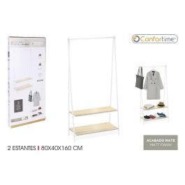 Perchero de Metal y Madera, 2 Niveles, Blanco - Confortime (2 Unidades) Precio: 55.50000049. SKU: B14G949VYT
