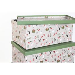 Caja Navidad Fantasia DKD Home Decor Verde Gris 35 x 25 x 50 cm Set de 5