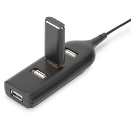 Digitus Hub USB 2.0 de 4 puertos con cable integrado, negro DA-70217
