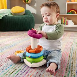 Fisher-Price Pirámide Balanceante Sensorial de Anillos para Bebés con Diferentes Texturas y Tejidos