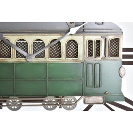 DKD Home Decor Reloj de Pared Vintage Tranvía Amarillo Verde Metal 49.5 x 48 x 3.5 cm (2 Unidades)