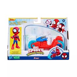 Hasbro F7459 Set Figura de Spidey y Motocicleta Marvel, Figura de Acción de 10 cm con Vehículo con Ruedas Giratorias