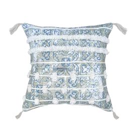 Cojin Boho DKD Home Decor Azul Beige 5 x 45 x 45 cm