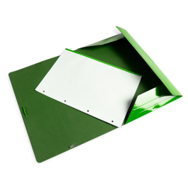 Liderpapel Carpeta Gomas Tres Solapas Cartón Plastificado Folio Color Verde