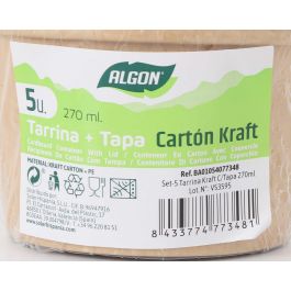 Set de 5 tarrinas Kraft con tapa 270 ml - Algon (24 Unidades) Set de 5 tarrinas Kraft con tapa 270 ml - Algon (24 Unidades)