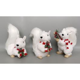 DKD Home Decor Figura Navidad Alpina Ardilla de Poliéster Blanco Rojo 12x23x23cm (3 Unidades) Precio: 28.92384. SKU: B1677F7WFR