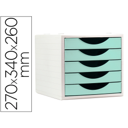Archivo 2000 Fichero Cajones Sobremesa 5 Cajones Verde Pastel 270x340x260 mm Precio: 34.99974126. SKU: B13JM9ZLWW