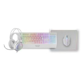 Mars gaming Kit MCP124PROWES Blanco - Pack Gaming 4 en 1 Teclado Ratón Auriculares Alfombrilla RGB