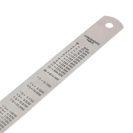 Workpro Regla de Acero Inoxidable 600 mm con Tabla de Conversión Métrico-SAE Grabada para Medición Profesional