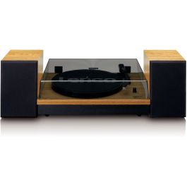 Lenco LS-300 Tocadiscos de Tracción por Correa, Madera/Negro, 33/45 RPM, Bluetooth, con Altavoces y Autostop