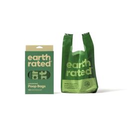 Earth Rated Bolsas para Excrementos con Asas, 120 unidades, Eco-Friendly, Sin Perfume, 65% Plástico Reciclado, Extra Resistentes y Anti Fugas