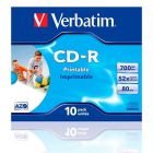 CD-R Verbatim Wide Inkjet Printable 10 Unidades 700 MB 52x 0