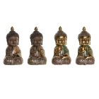 Figura Decorativa DKD Home Decor Beige Dorado Buda Resina Oriental (10,5 x 9 x 19,5 cm) (4 Unidades) 0