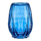 Jarrón Tallado Rombos Cristal Azul (13,5 x 19 x 13,5 cm) 0