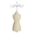 Joyero de Pie Beige Blanco Madera Algodón (11 x 40 x 12 cm) 0