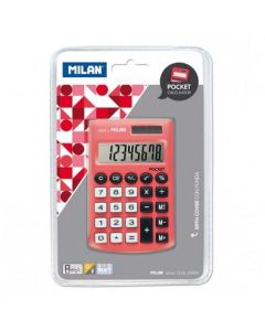 Milan Calculadora rojo pocket 8 digitos dual blister 0
