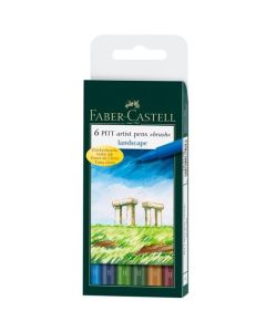 Faber Castell Rotuladores pitt artist pen brush estuche de 6 c/surtidos paisaje 0