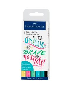 Faber Castell Estuche 6 rotuladores pitt artist pen hand lettering c/surtidos pastel 0
