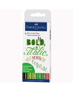 Faber Castell Estuche 6 rotuladores pitt artist pen hand lettering tonos verdes 0