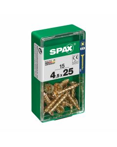 Caja de Tornillos SPAX Yellox Madera Cabeza plana 15 Piezas (4,5 x 25 mm) 0