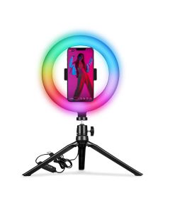 Aro de Luz Selfie con Trípode y Mando Celly CLICKRINGRGBBK 0