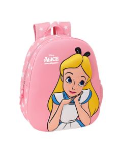 Mochila Escolar 3D Disney Alice in Wonderland Rosa 0
