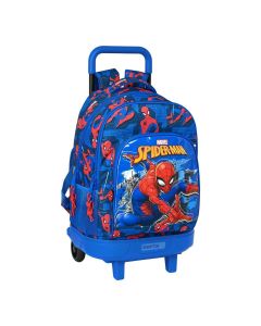 Mochila Escolar con Ruedas Spiderman Great power Rojo Azul (33 x 45 x 22 cm) 0