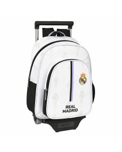 Mochila Escolar con Ruedas Real Madrid C.F. Negro Blanco (28 x 34 x 10 cm) 0