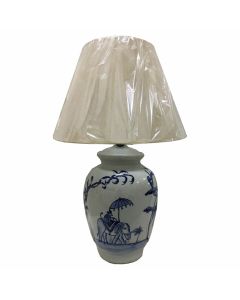 Lámpara de mesa DKD Home Decor Azul Blanco Porcelana Elefante (40 x 40 x 60 cm) 0